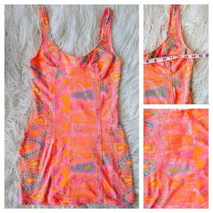 Vintage 90s neon bodycon mini dress.